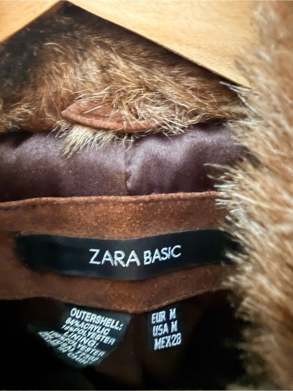 Zara Brown Faux Fur Jacket - Picture 2 of 5